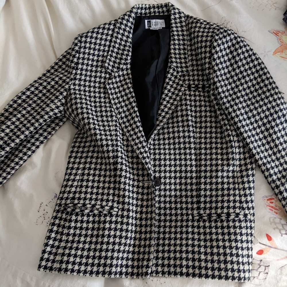 Vintage herringbone wool blend blazer